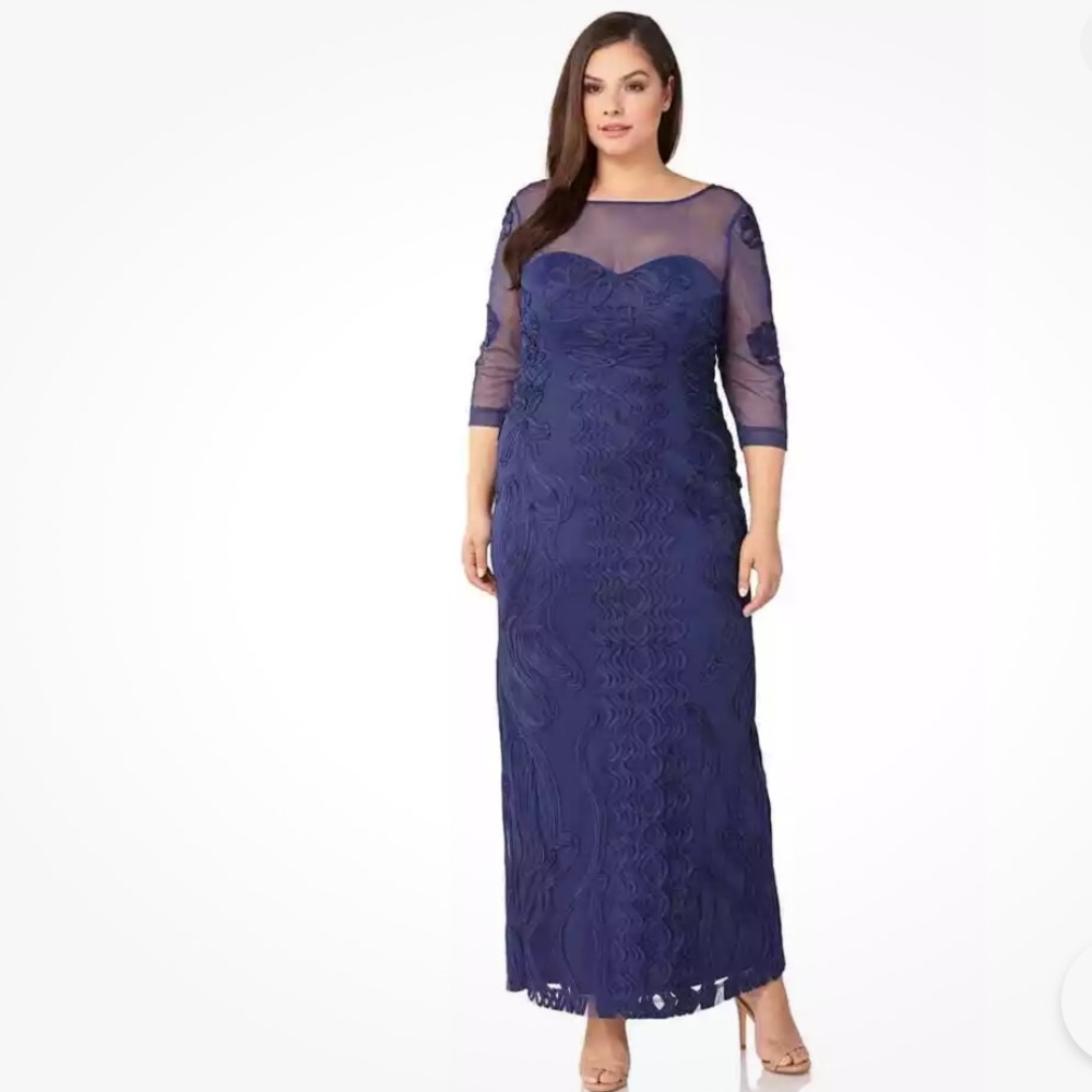 J s.collection  soutache trim mesh midnight  maxi dress 10 wedding guest…